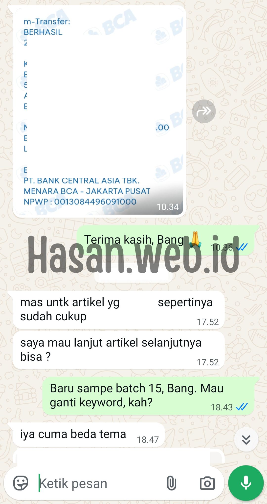 Testimoni Klien & Bukti Transaksi